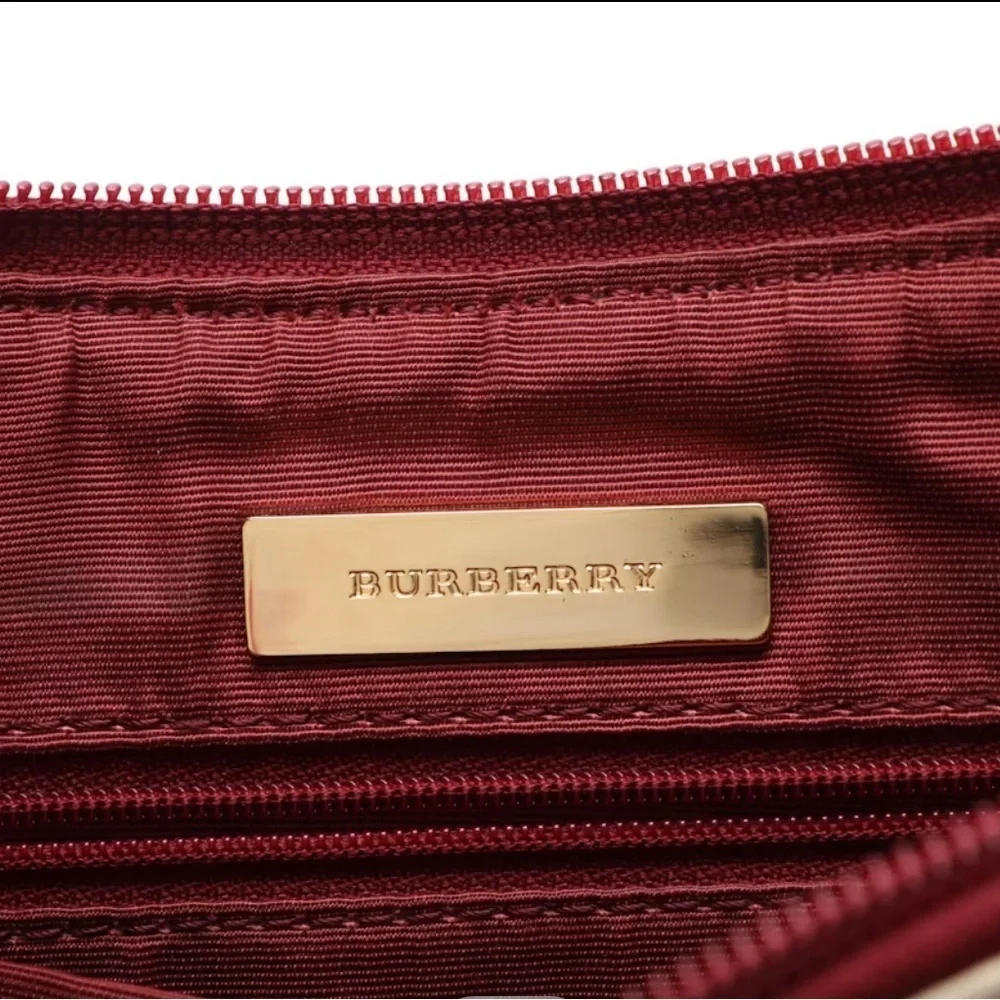 Burberry burgundy leather and house check shoulder bag with COA! - Picture 6 of 9